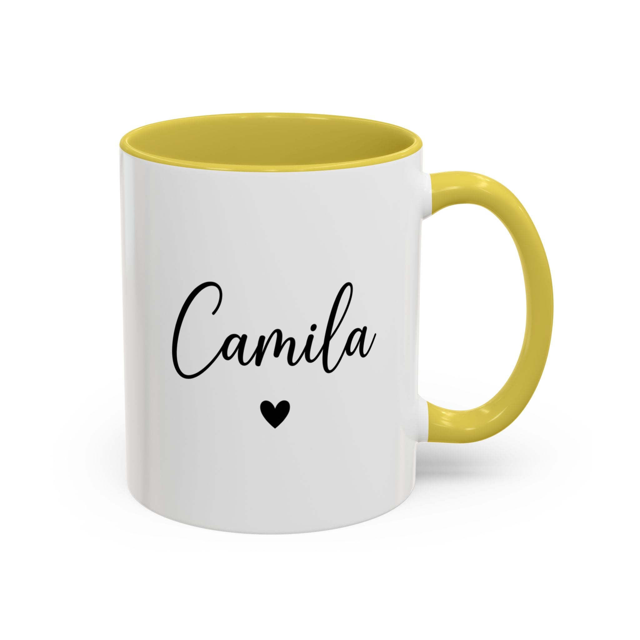 Personalized 'Name' Heart Mug — Color Interior & Handle (11oz, 15oz)