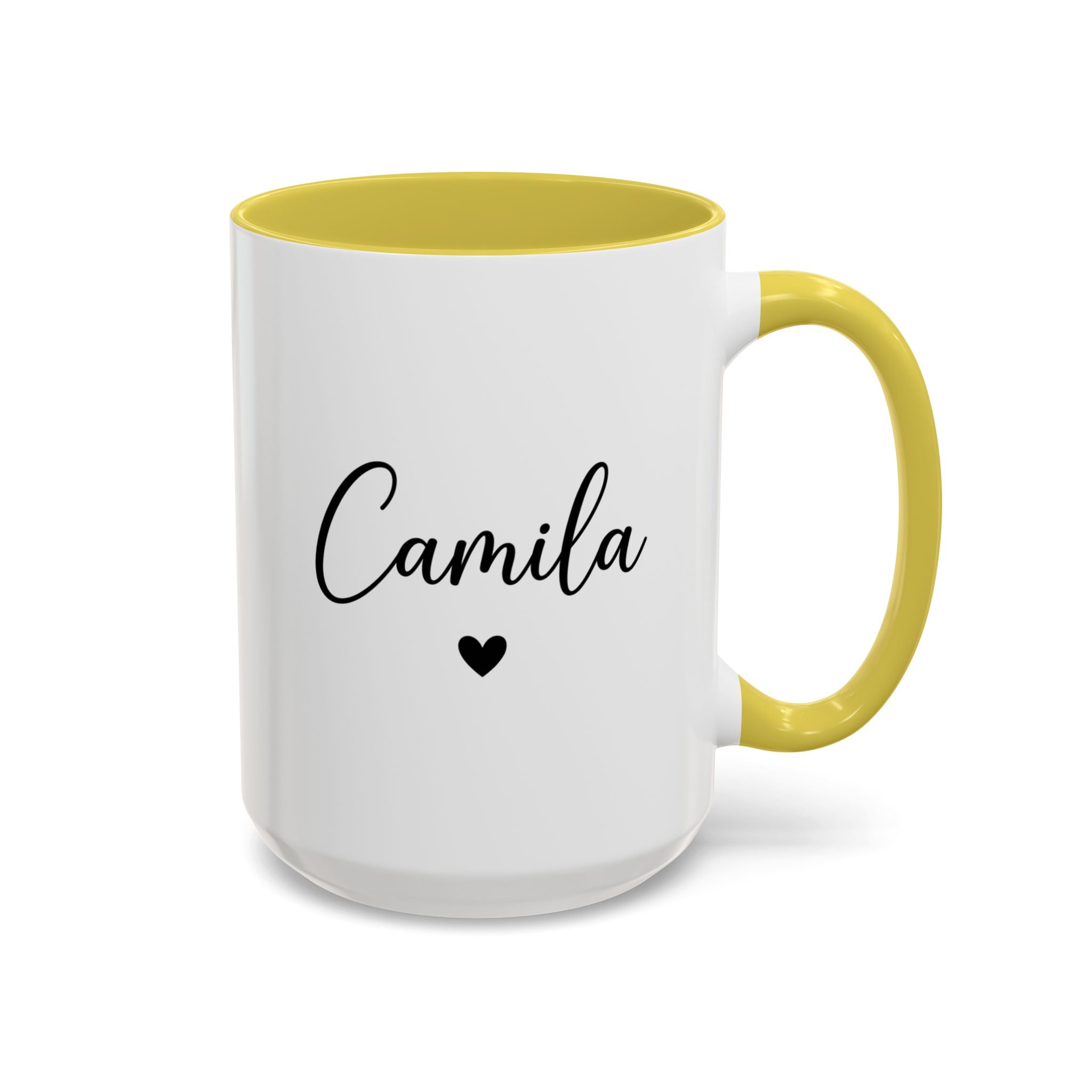 Personalized 'Name' Heart Mug — Color Interior & Handle (11oz, 15oz)