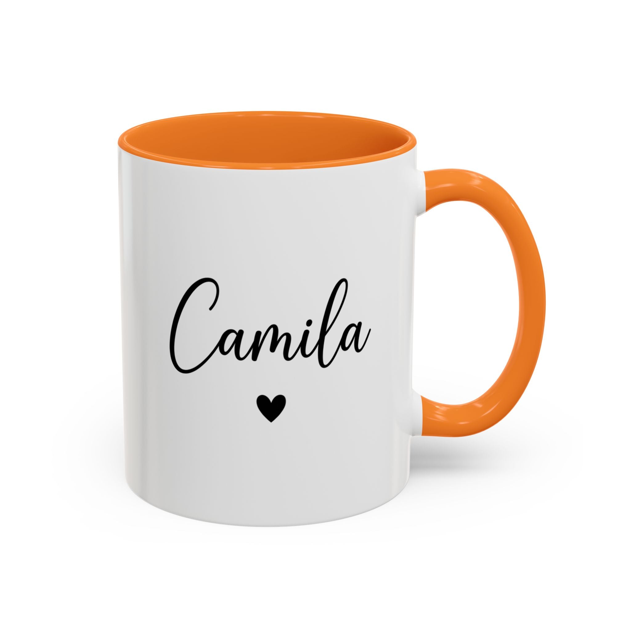 Personalized 'Name' Heart Mug — Color Interior & Handle (11oz, 15oz)