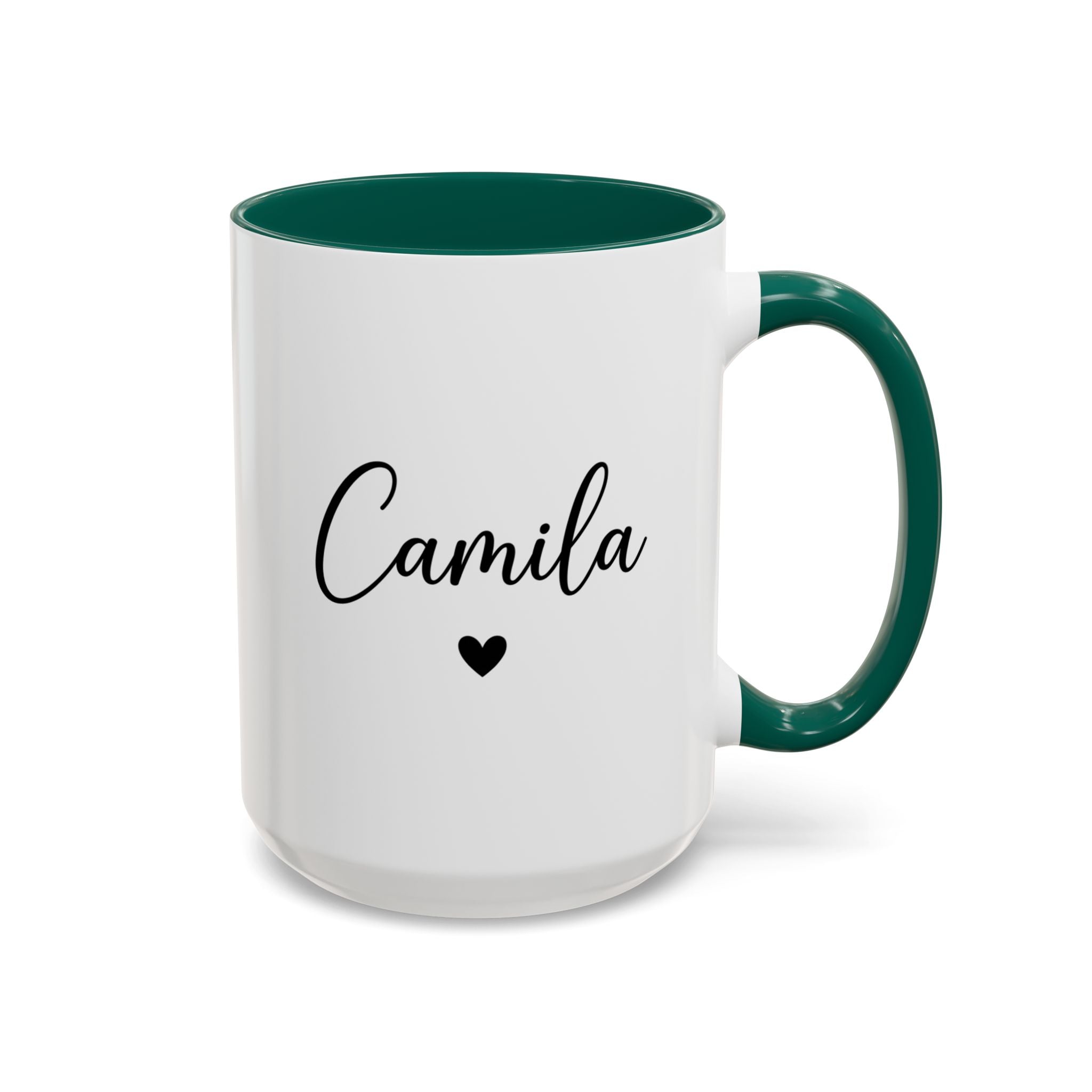 Personalized 'Name' Heart Mug — Color Interior & Handle (11oz, 15oz)