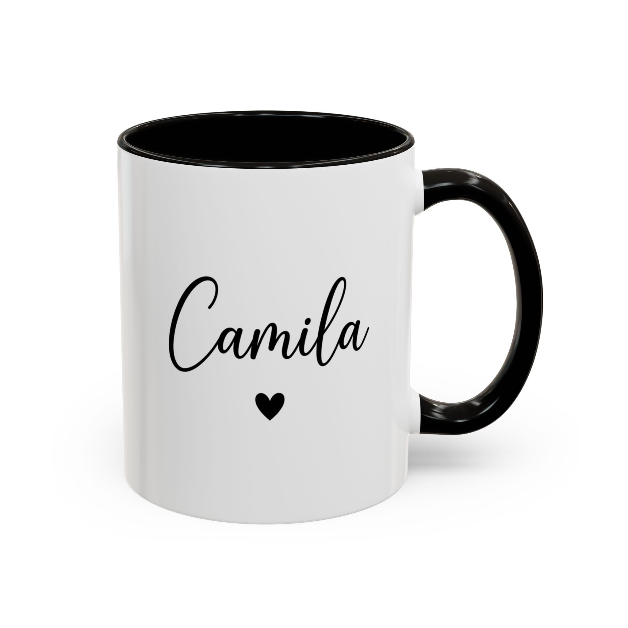 Personalized 'Name' Heart Mug — Color Interior & Handle (11oz, 15oz)