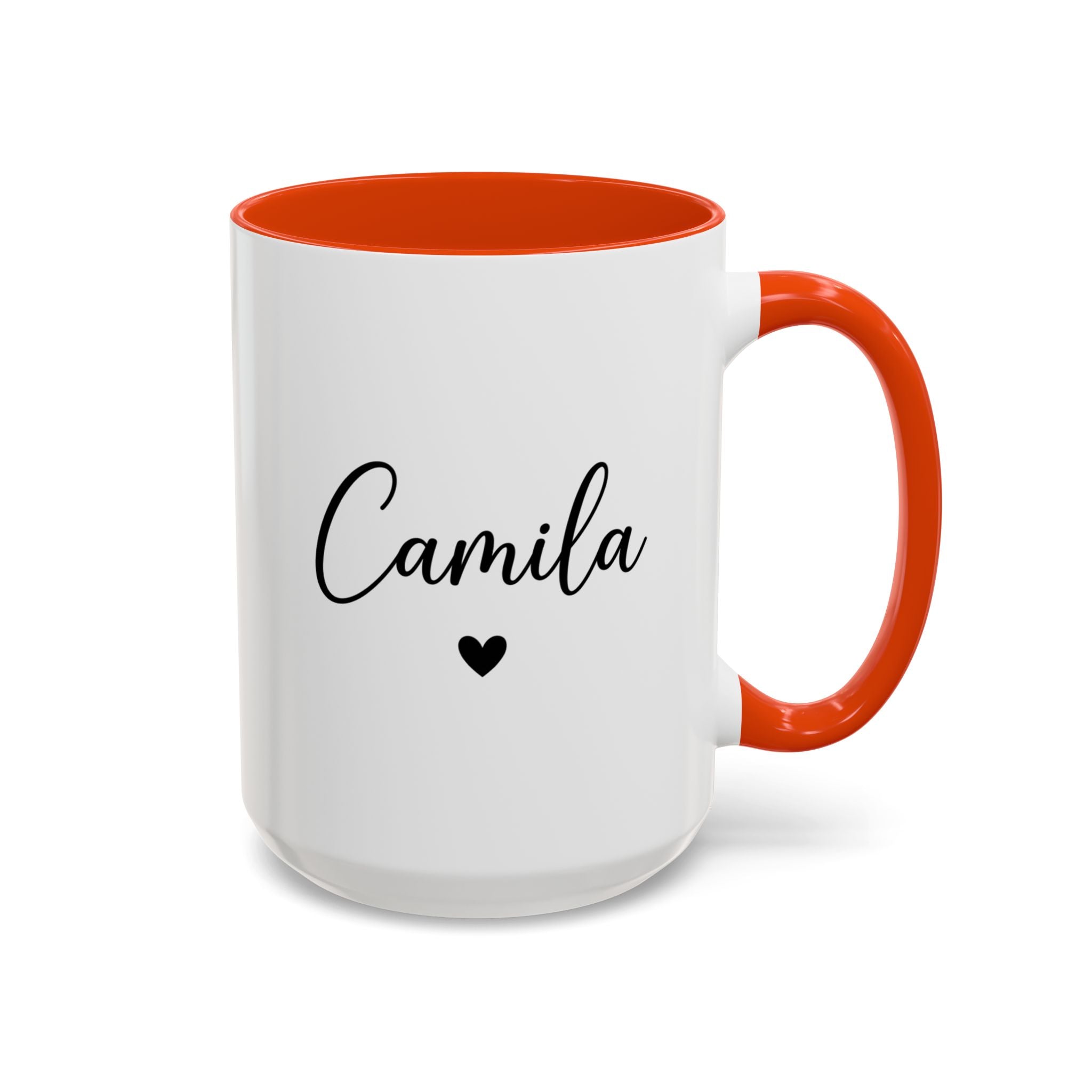Personalized 'Name' Heart Mug — Color Interior & Handle (11oz, 15oz)