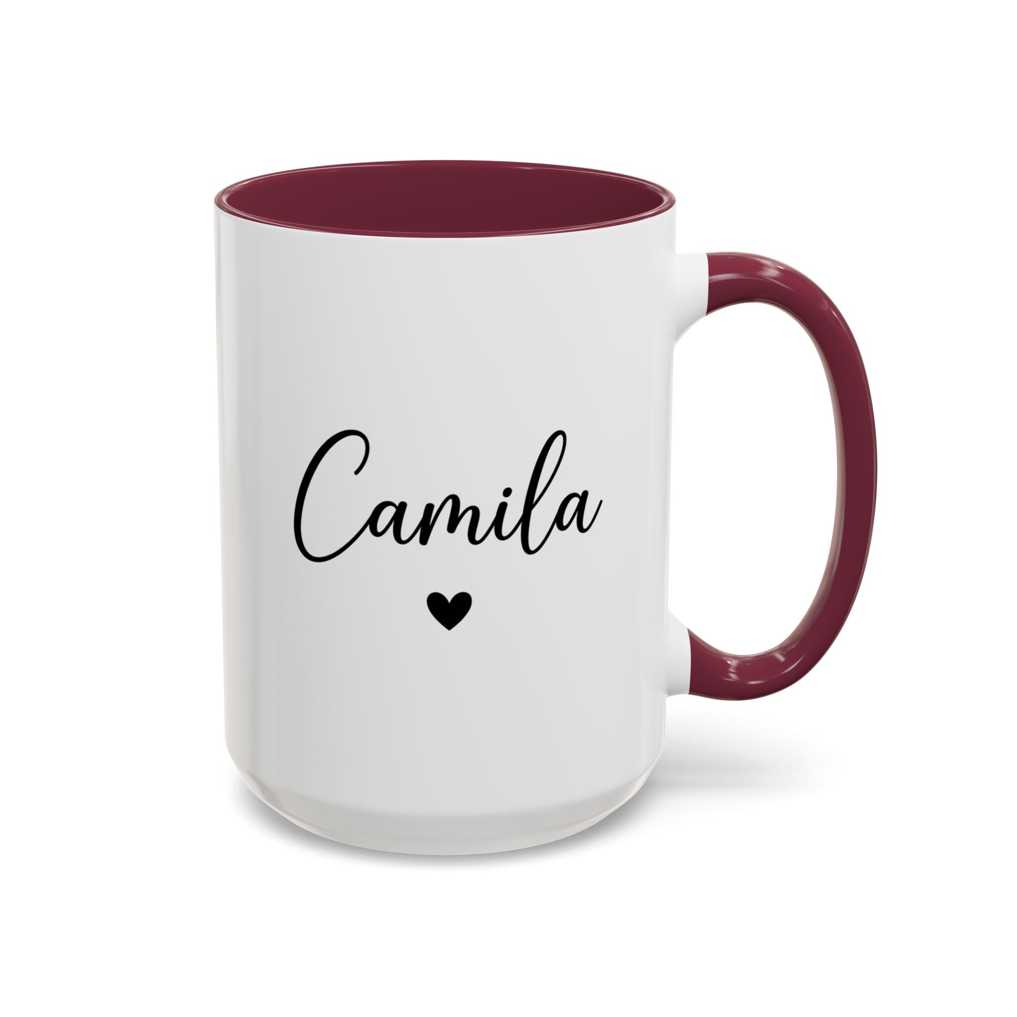 Personalized 'Name' Heart Mug — Color Interior & Handle (11oz, 15oz)