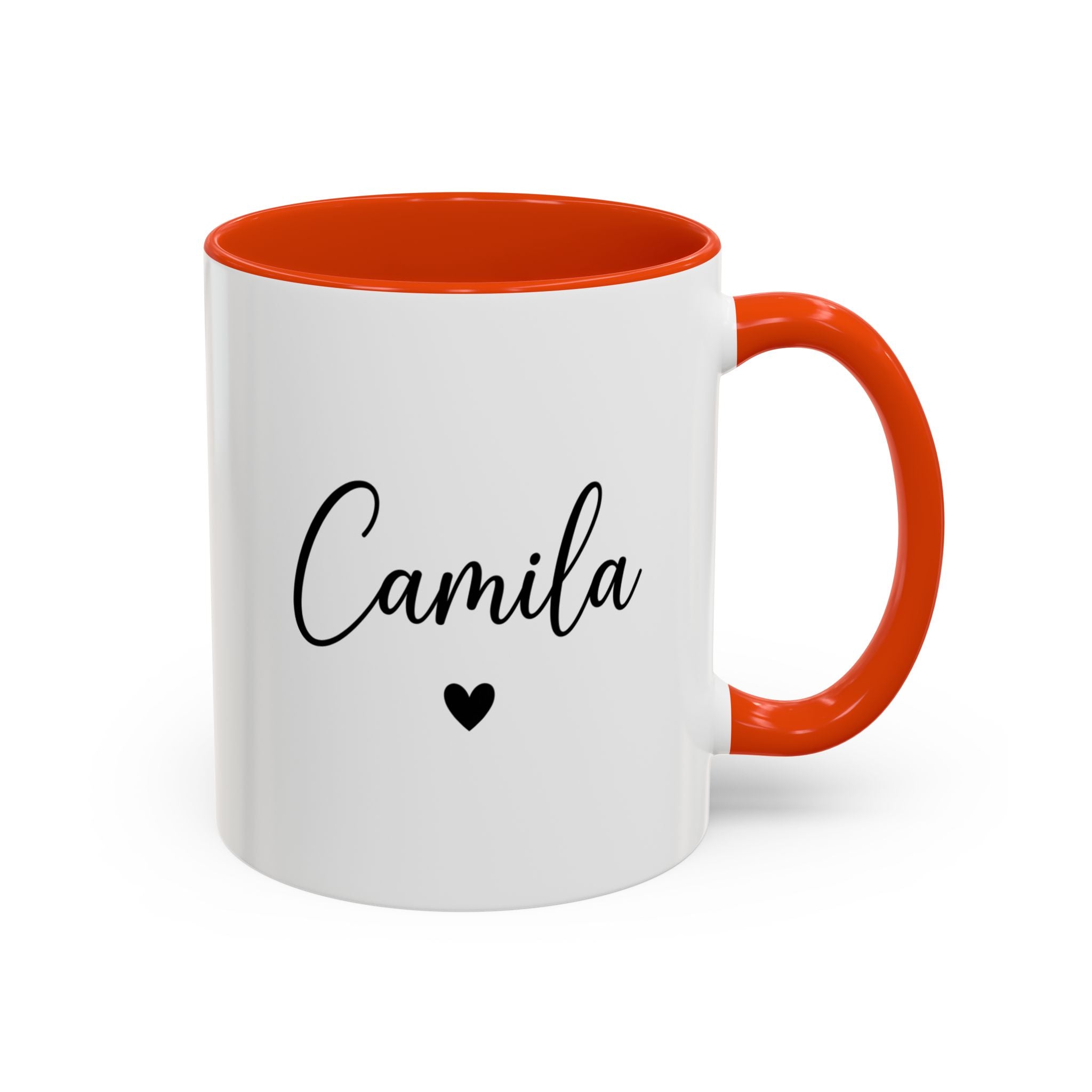 Personalized 'Name' Heart Mug — Color Interior & Handle (11oz, 15oz)