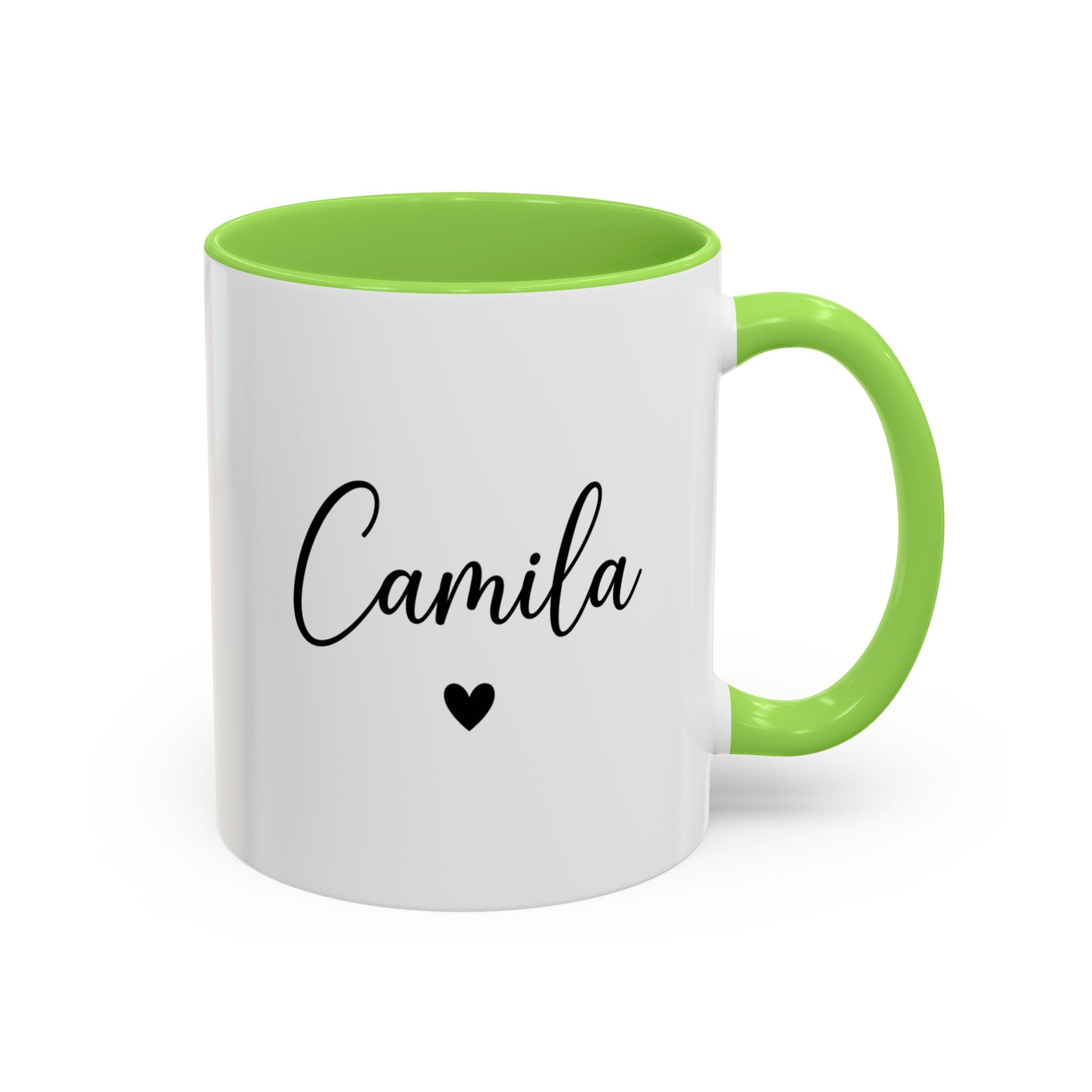 Personalized 'Name' Heart Mug — Color Interior & Handle (11oz, 15oz)