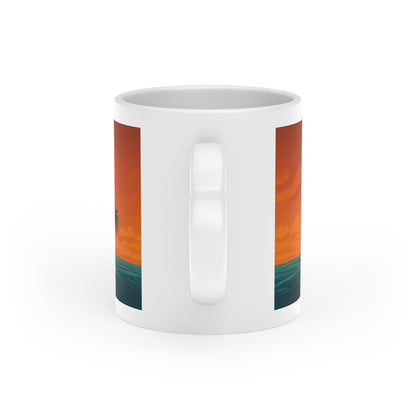 Heart-Shaped Adventure Mug, Surfer Gift, Ocean Lover's Coffee Cup, Beach Decor, Personalized Drinkware