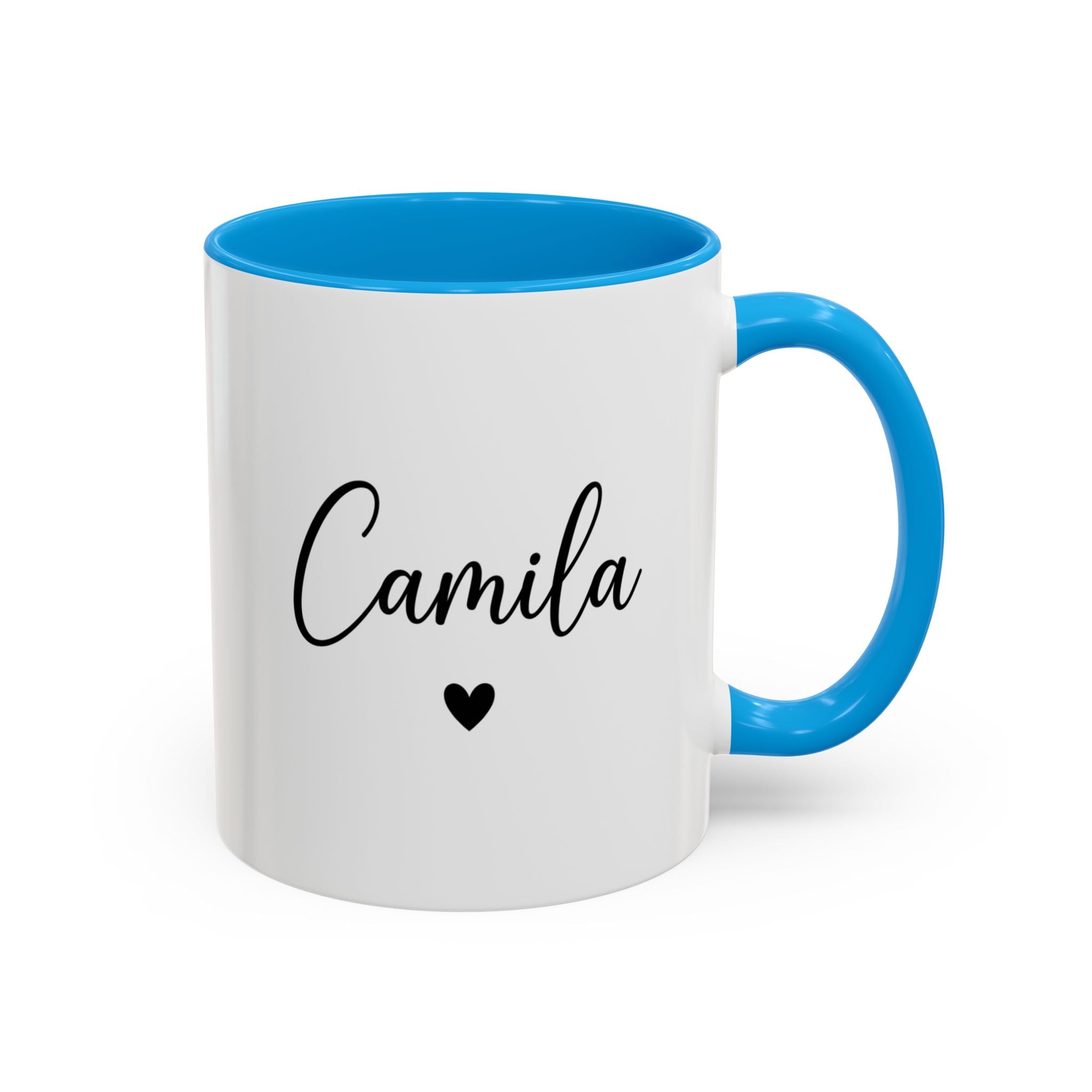 Personalized 'Name' Heart Mug — Color Interior & Handle (11oz, 15oz)