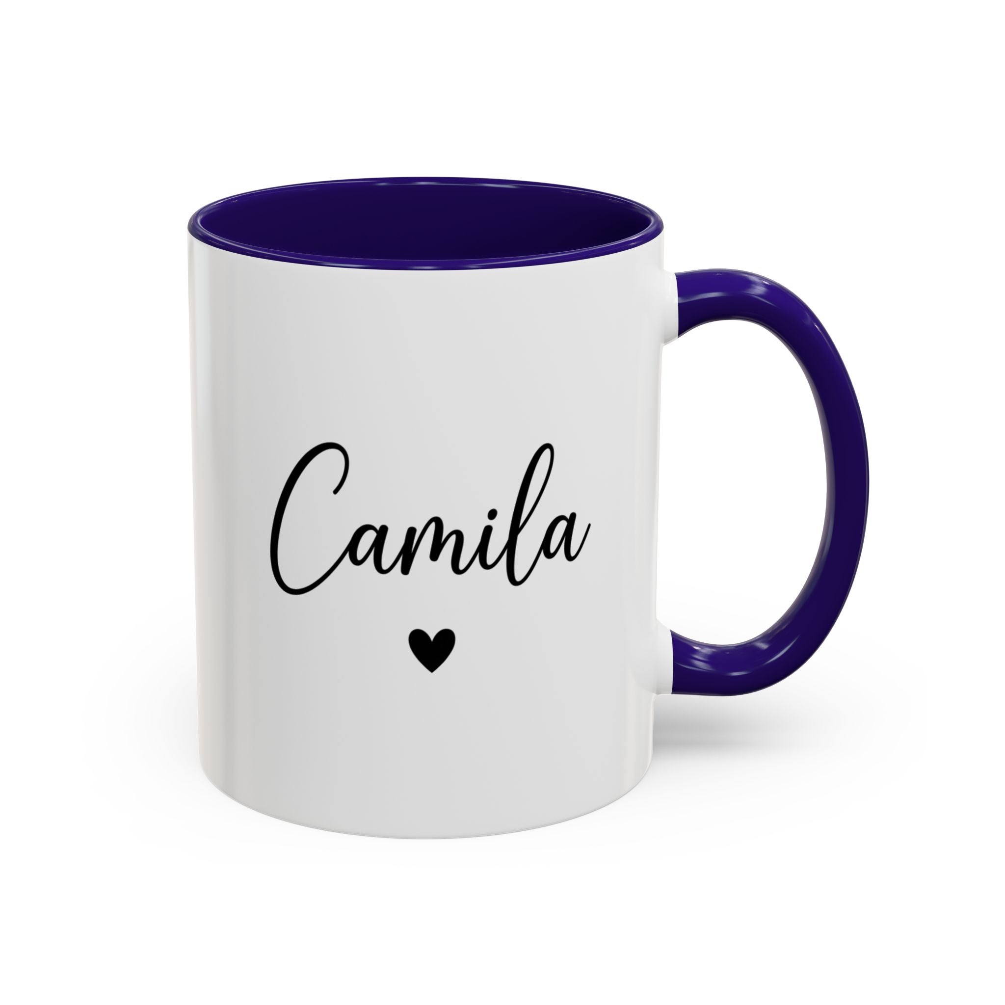 Personalized 'Name' Heart Mug — Color Interior & Handle (11oz, 15oz)
