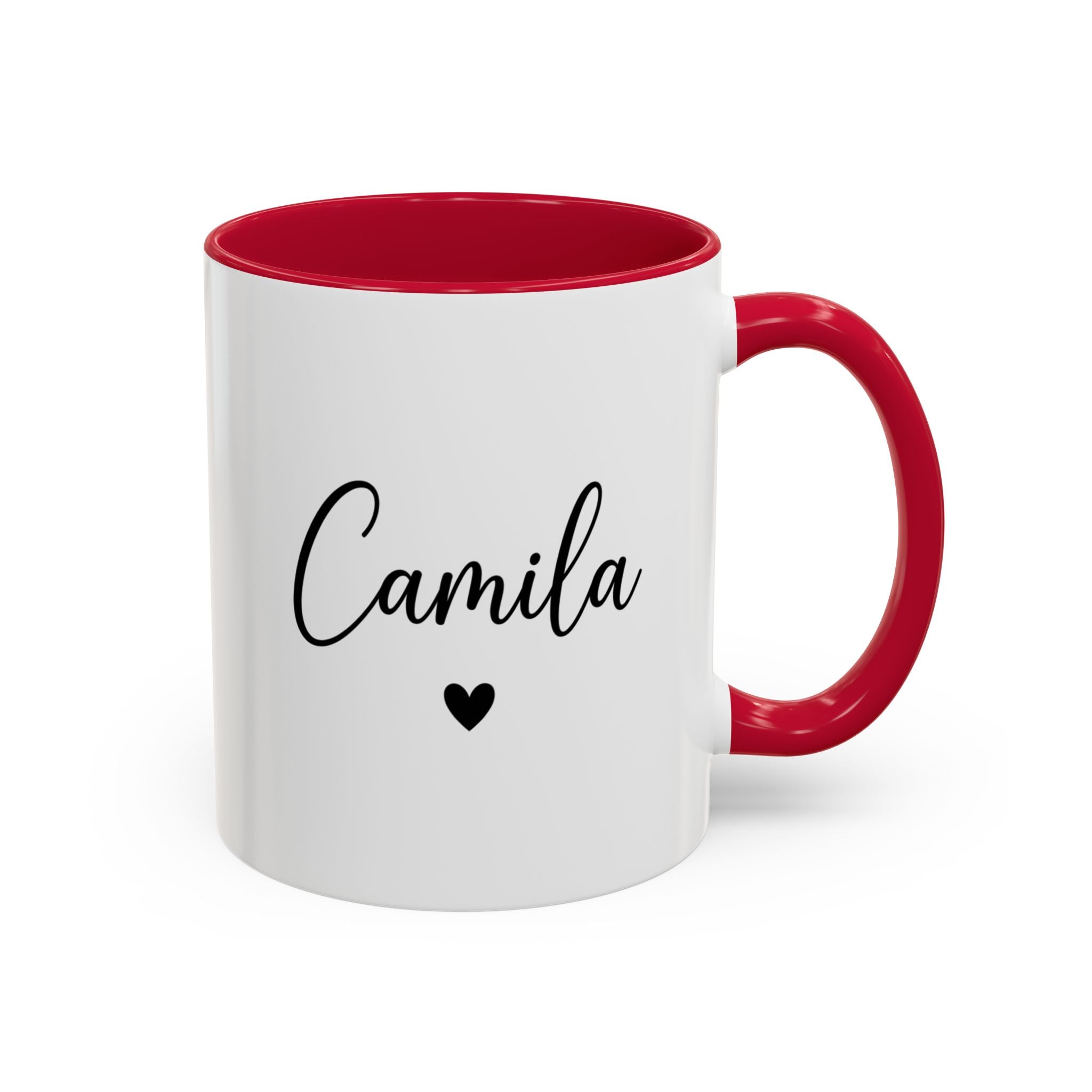 Personalized 'Name' Heart Mug — Color Interior & Handle (11oz, 15oz)