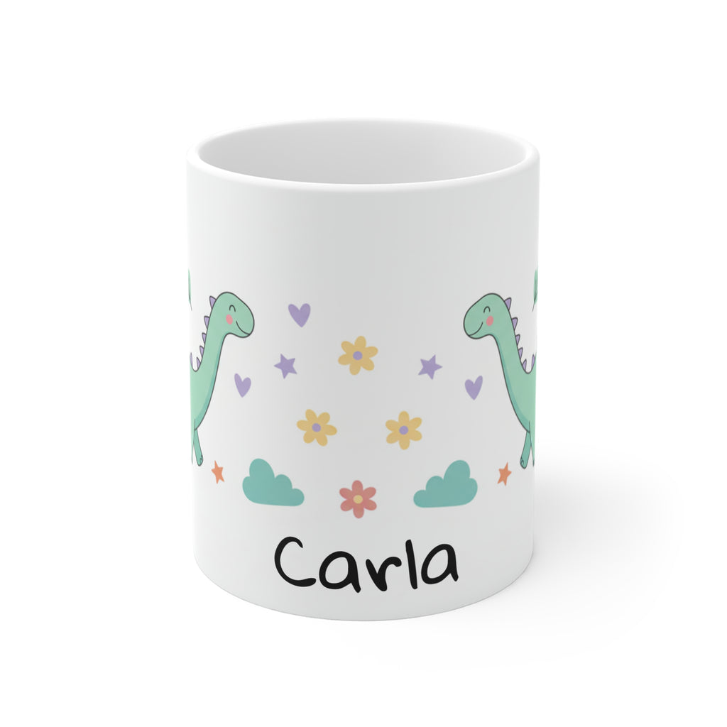 Personalized Dinosaur Mug - Cute Kids Name Coffee Cup (11oz)