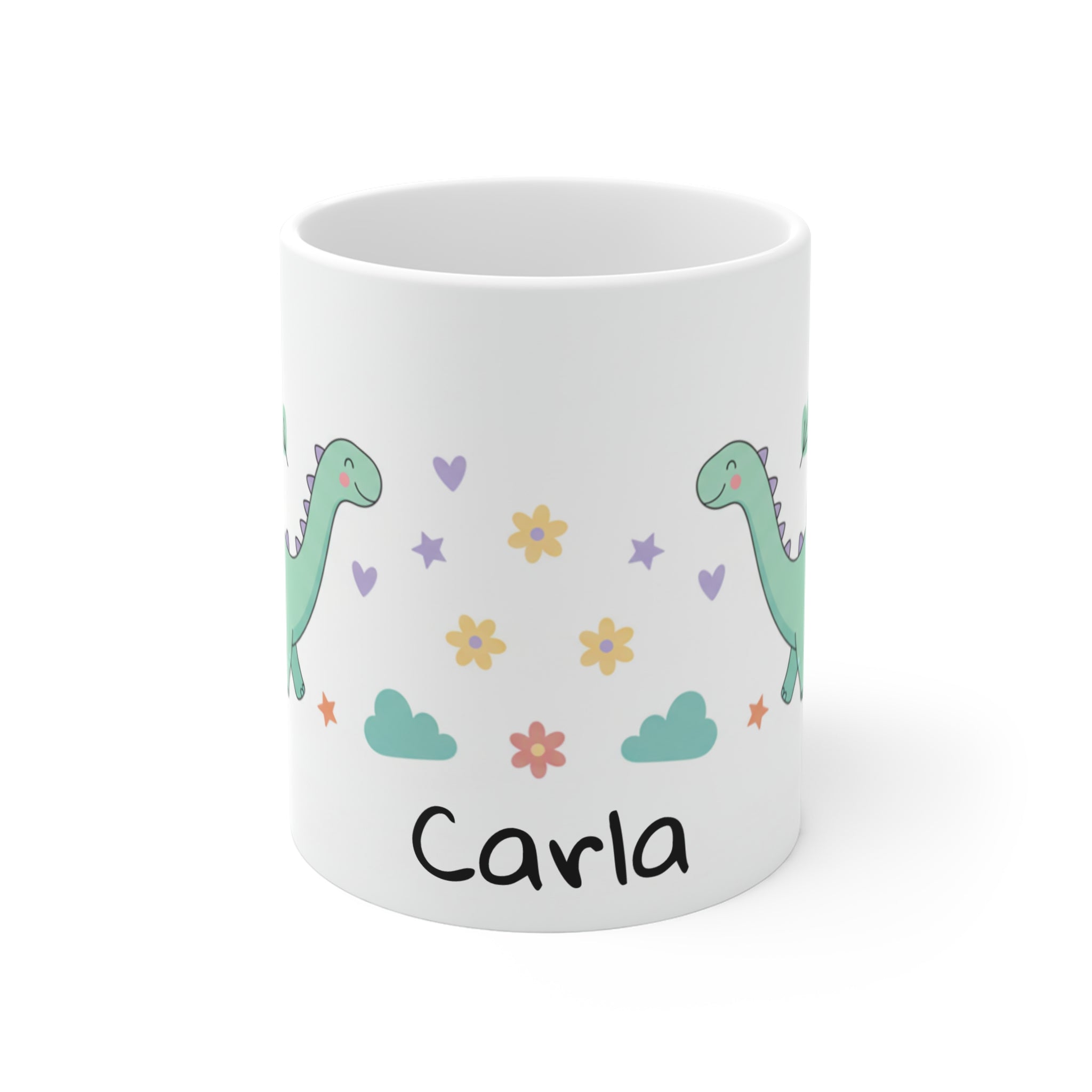 Personalized Dinosaur Mug - Cute Kids Name Coffee Cup (11oz)