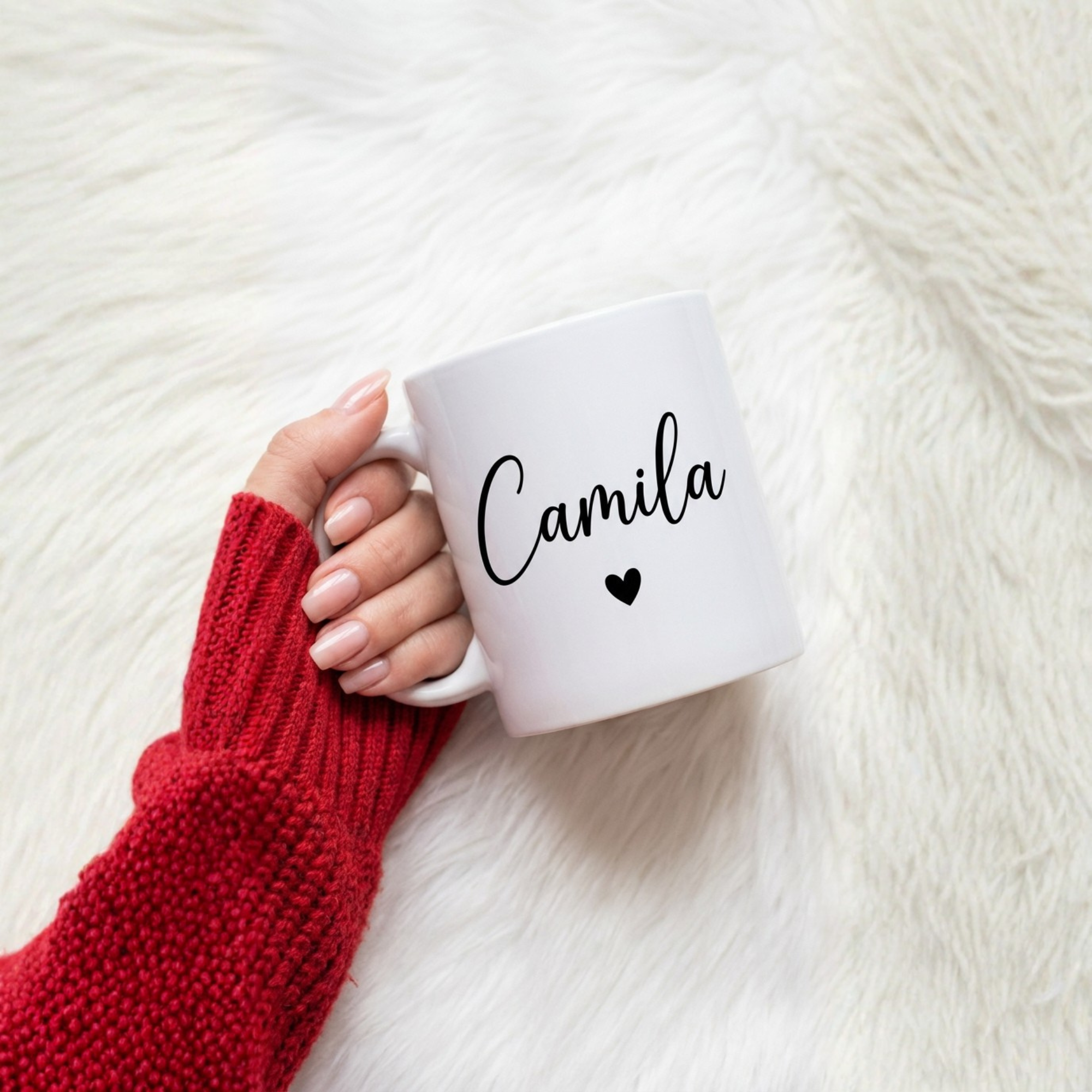 Personalized 'Name' Heart Mug — Color Interior & Handle (11oz, 15oz)