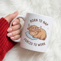 Born to Nap, Forced to Work Mug — Cute Highland Cow 11oz Coffee Cup