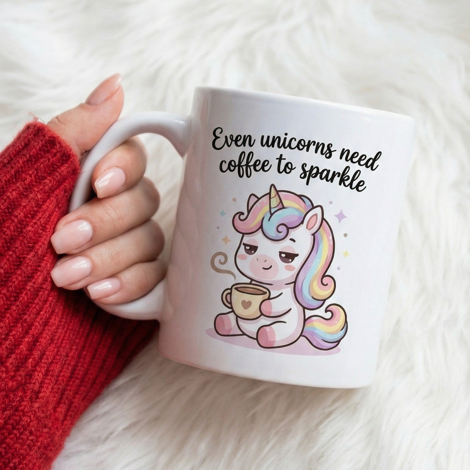 Coffee Unicorn Mug — "Even Unicorns Need Coffee to Sparkle" 11oz