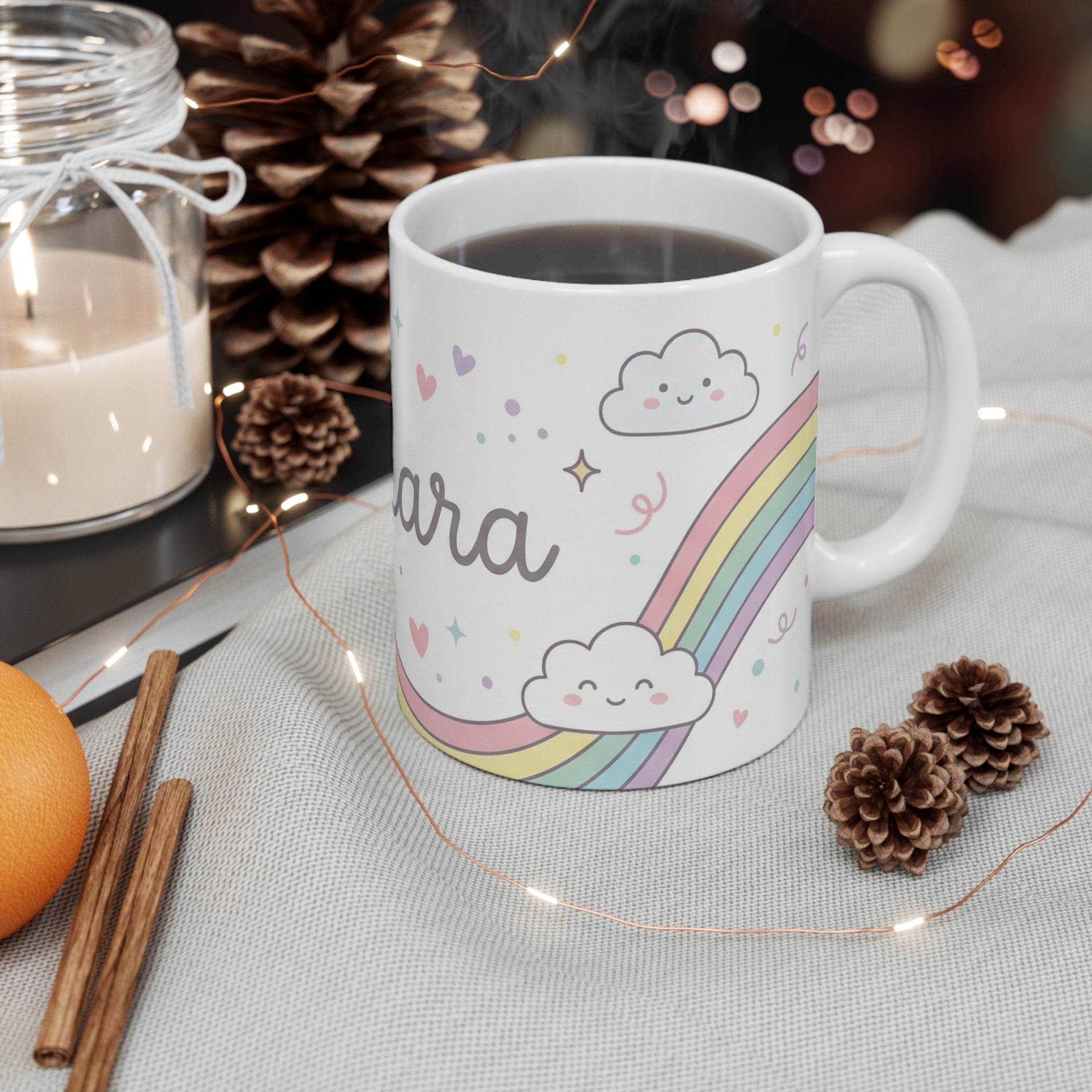 Personalized Unicorn Rainbow Mug — Custom Name 11oz