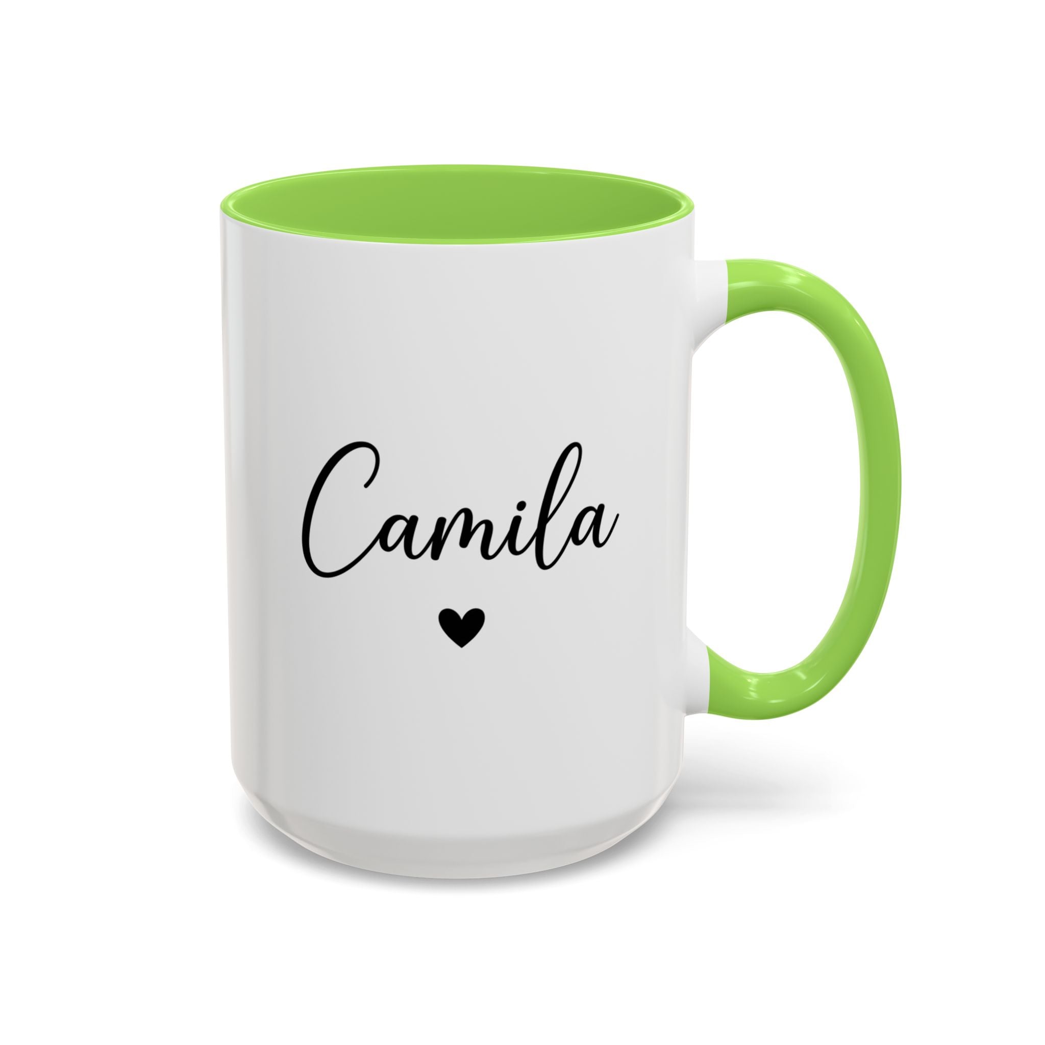 Personalized 'Name' Heart Mug — Color Interior & Handle (11oz, 15oz)