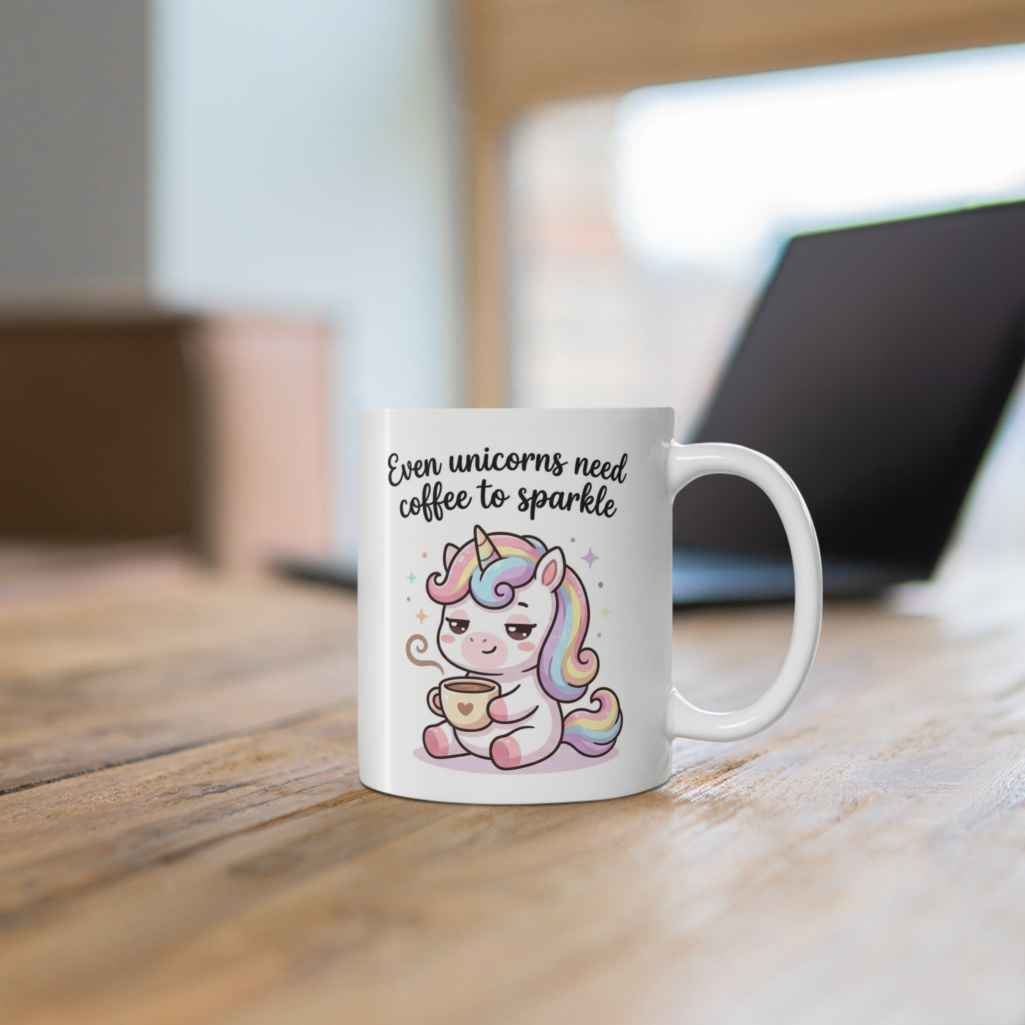 Coffee Unicorn Mug — "Even Unicorns Need Coffee to Sparkle" 11oz