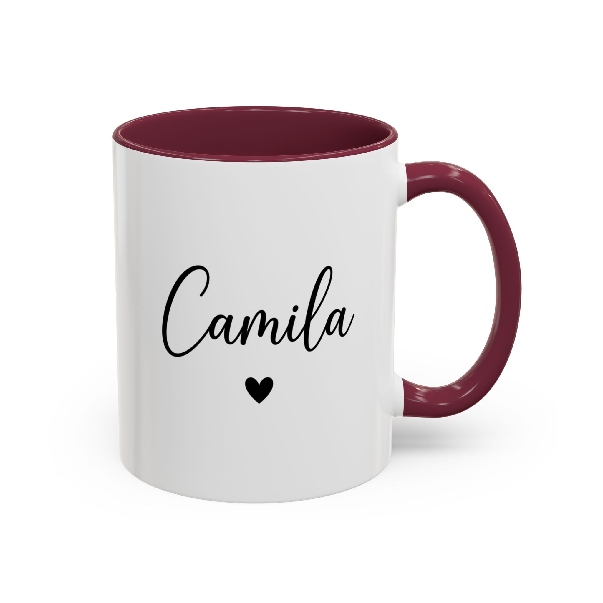 Personalized 'Name' Heart Mug — Color Interior & Handle (11oz, 15oz)