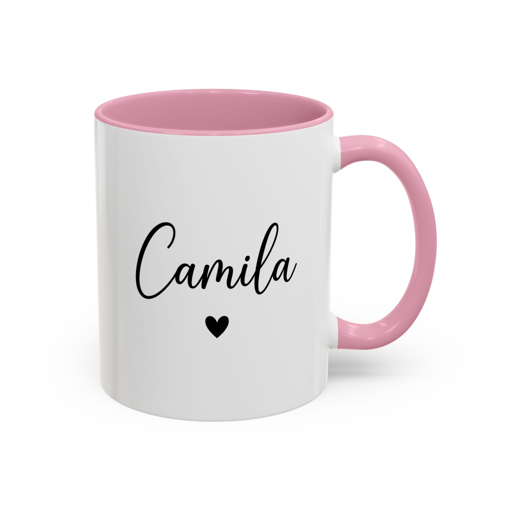 Personalized 'Name' Heart Mug — Color Interior & Handle (11oz, 15oz)
