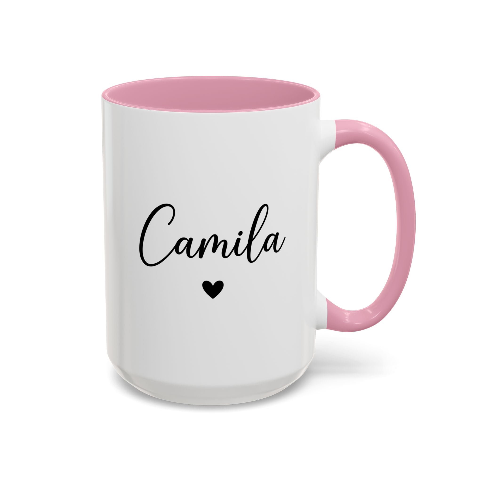 Personalized 'Name' Heart Mug — Color Interior & Handle (11oz, 15oz)